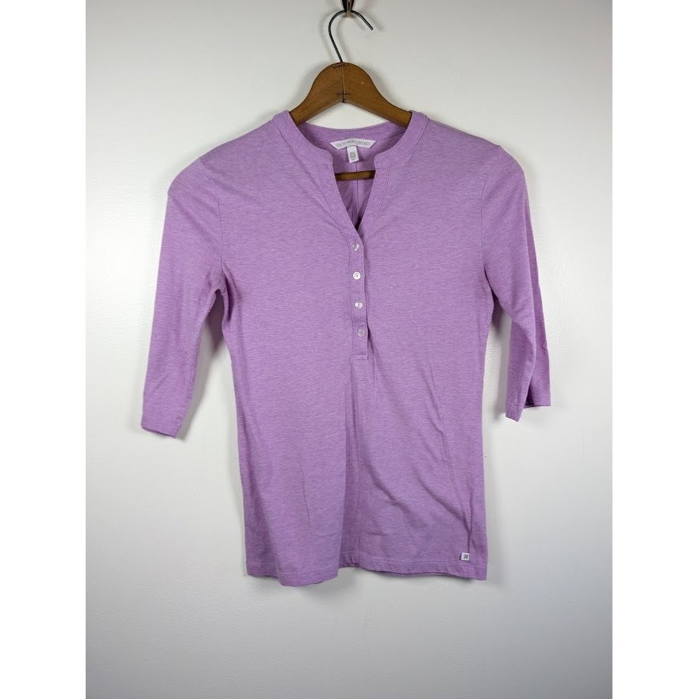 Victoria's Secret Henley Top Womens Small Purple 3/4 Sleeve Tee Casual Coquette